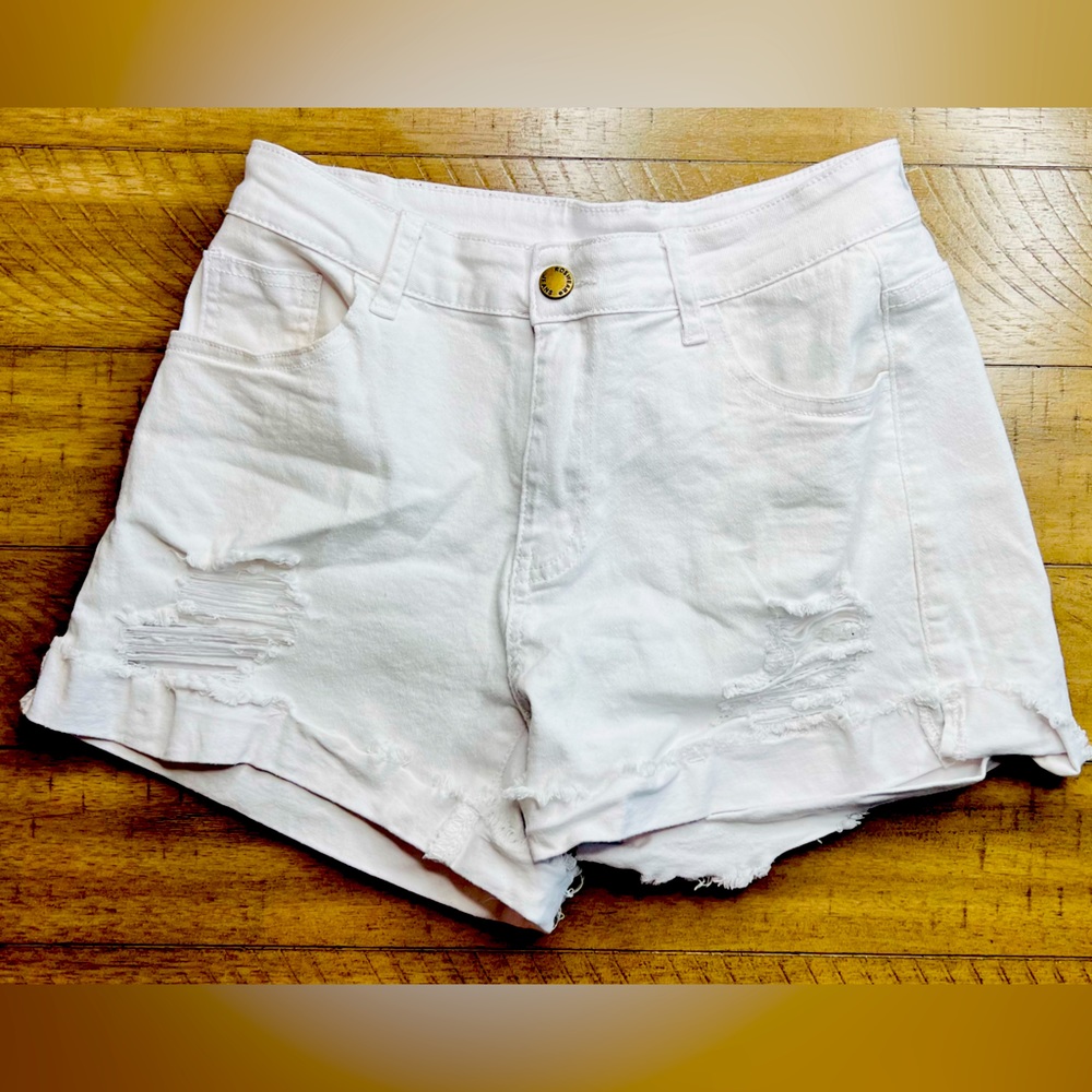 White Denim Shorts - Roswear - Size 8-10 Medium